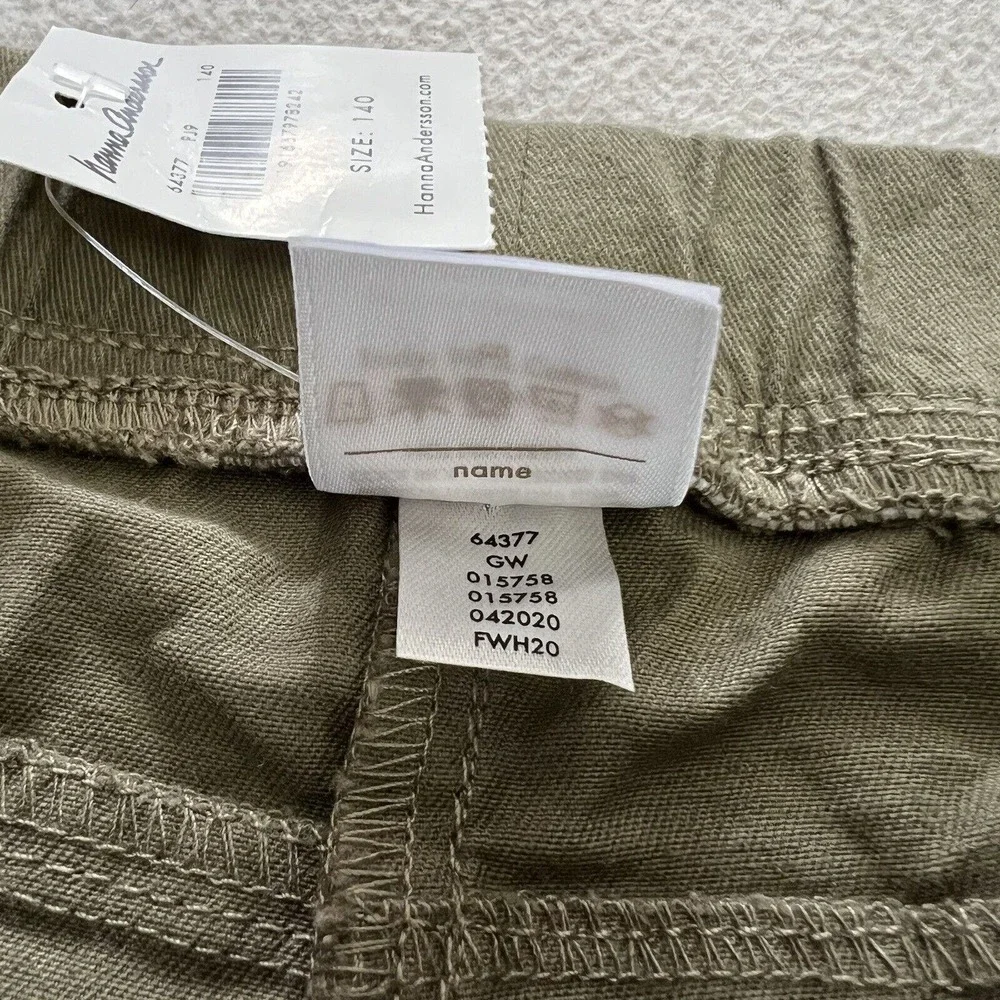NWT Hanna Andersson Girl Utility Cotton Stretch Pants Expedition Green 140 US 12